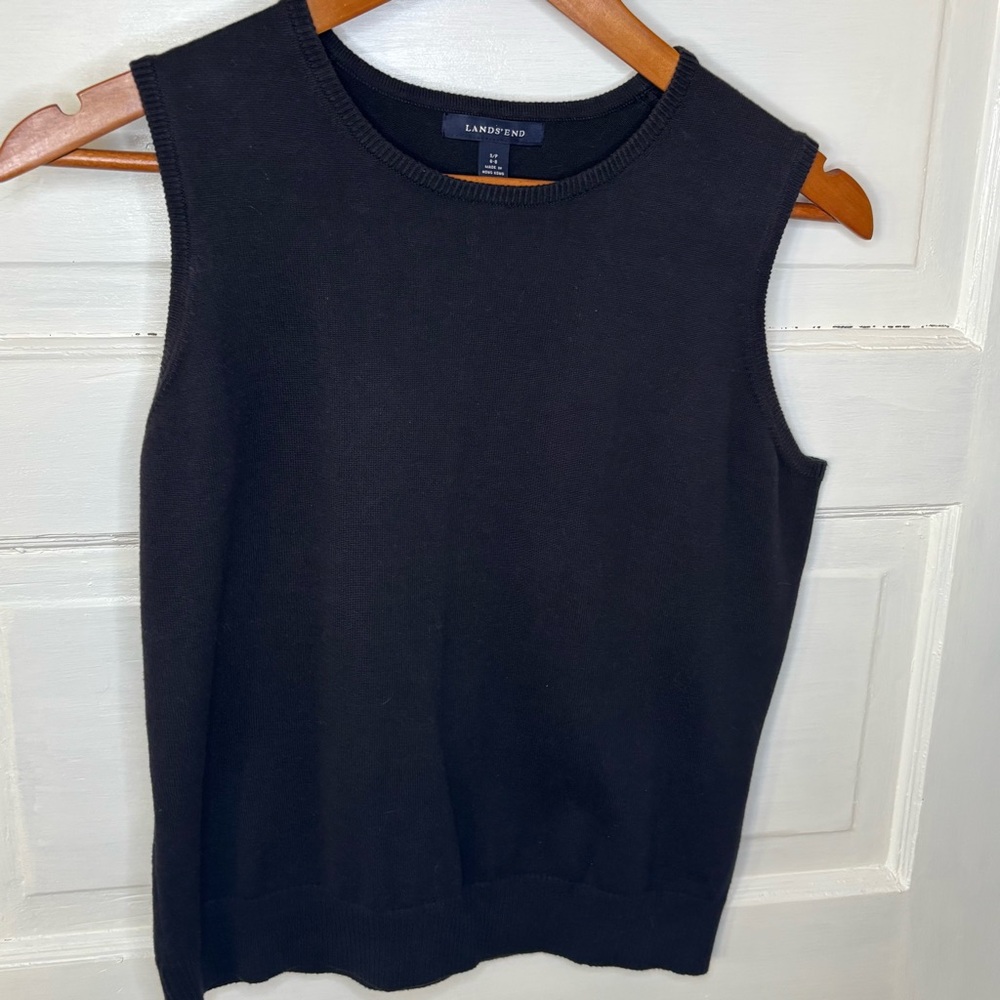 Lands' End Black Sleeveless Knit Shell